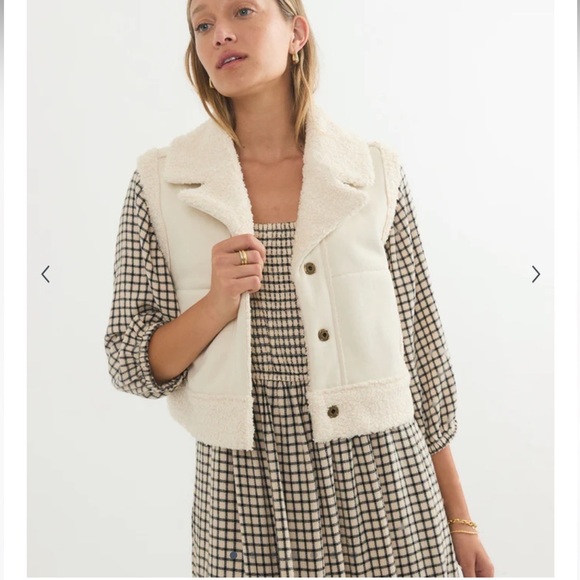 Marine Layer Quebec Sherpa Vest Size Large cozy minimalist beige - Picture 4 of 4